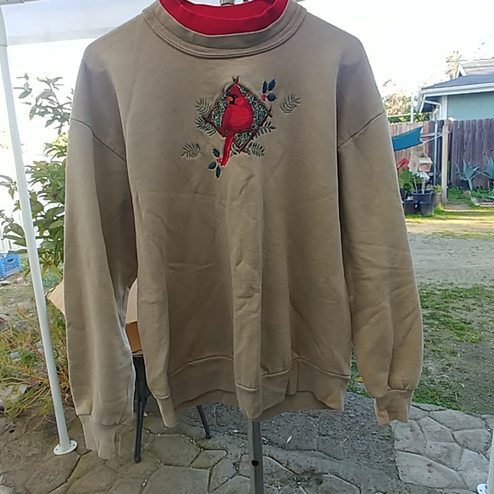 Cream Color Sweater w/ Bird Design